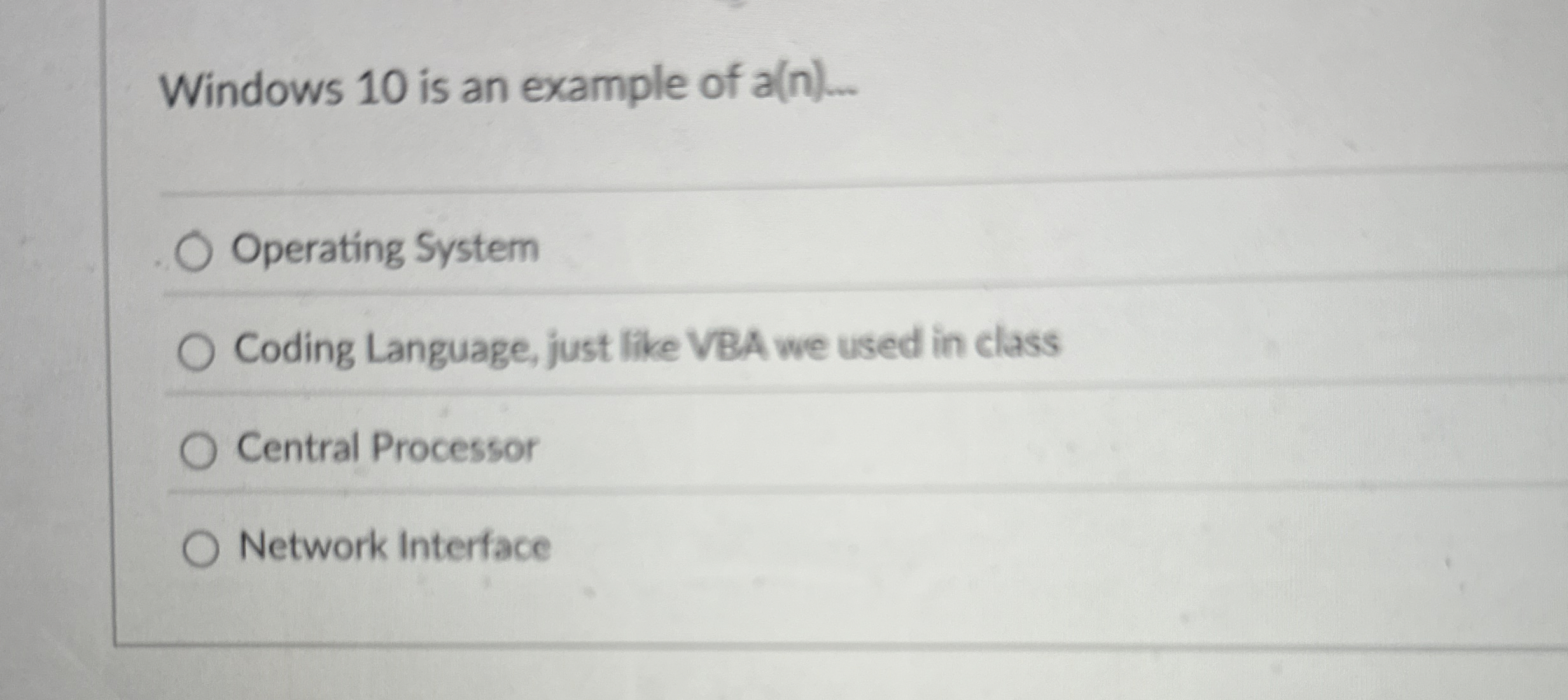 Windows 1 0 is an example of a ( n ) q ,