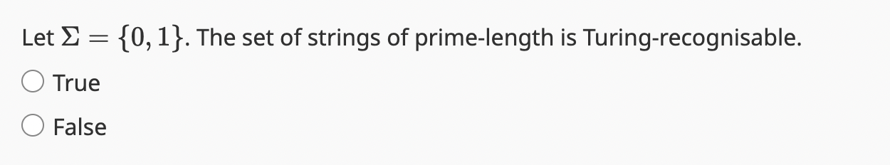 Let = { 0 , 1 } . The set of strings of prime -