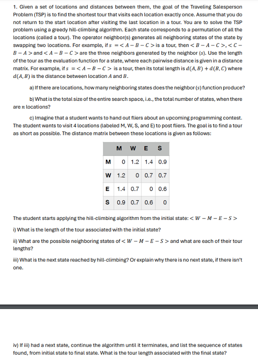 Given a set of locations and distances between