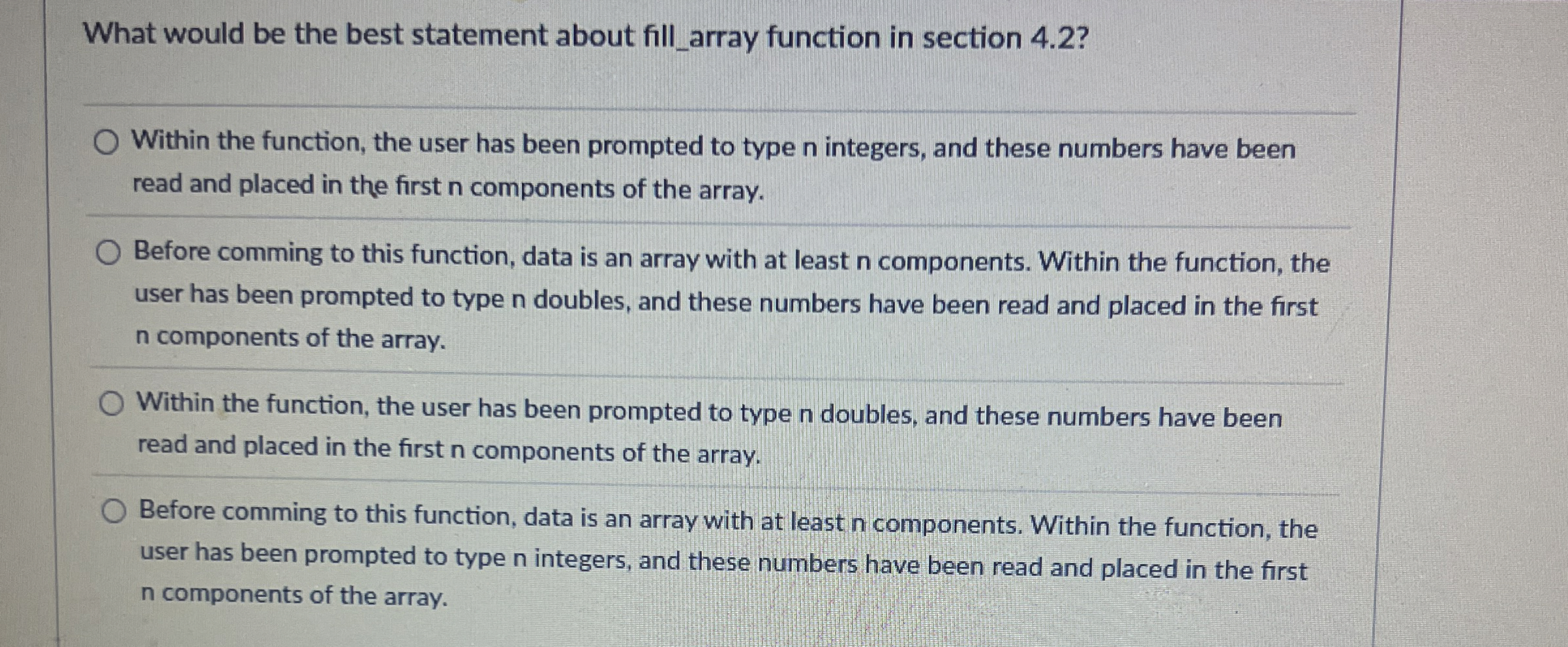 What would be the best statement about fill _