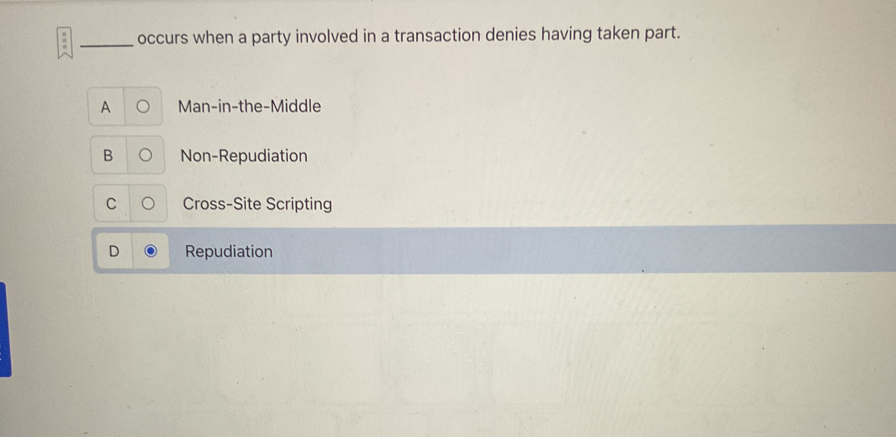 occurs when a party involved in a transaction