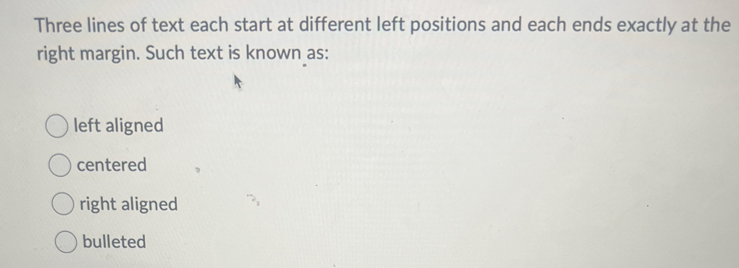 Three lines of text each start at different left