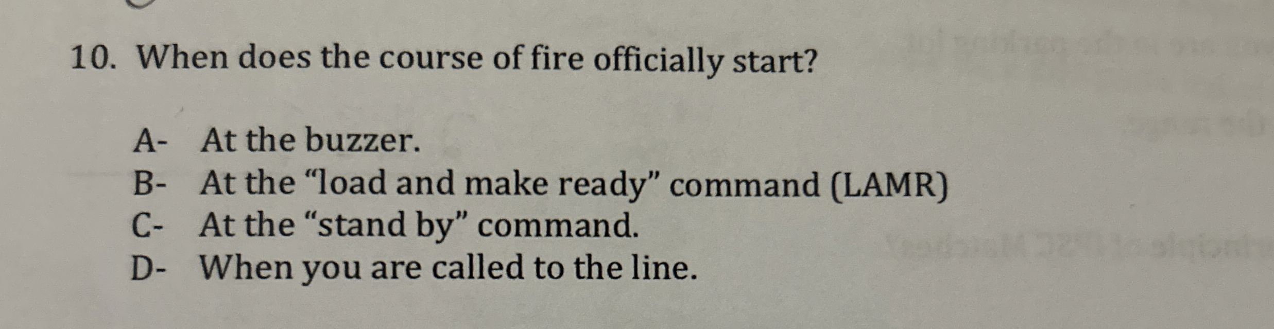 When does the course of fire officially start? A