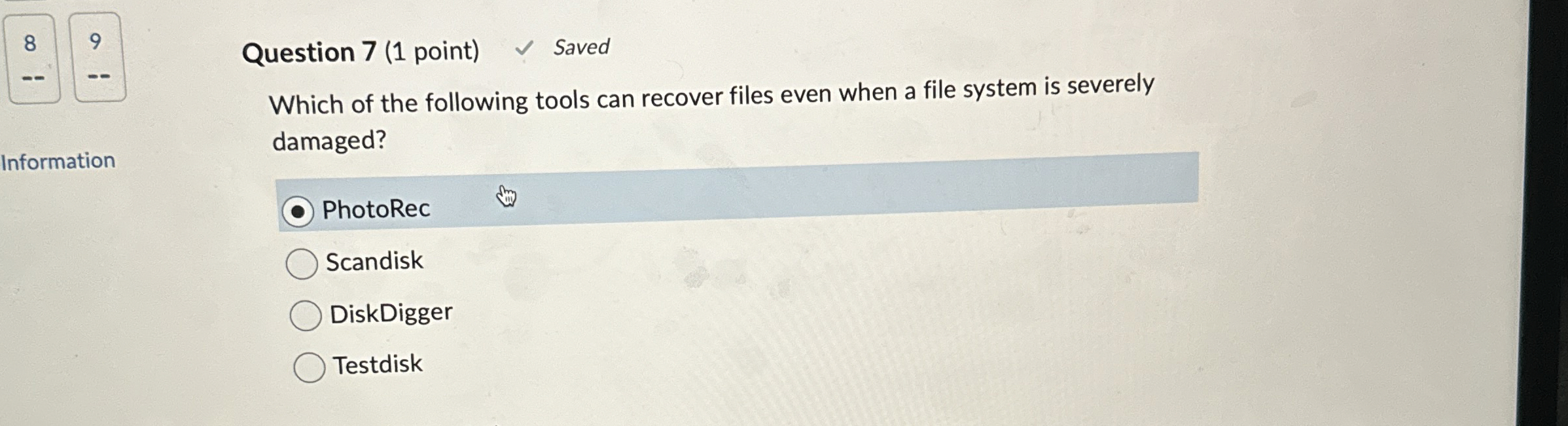 Question 7 ( 1 point ) Which of the following