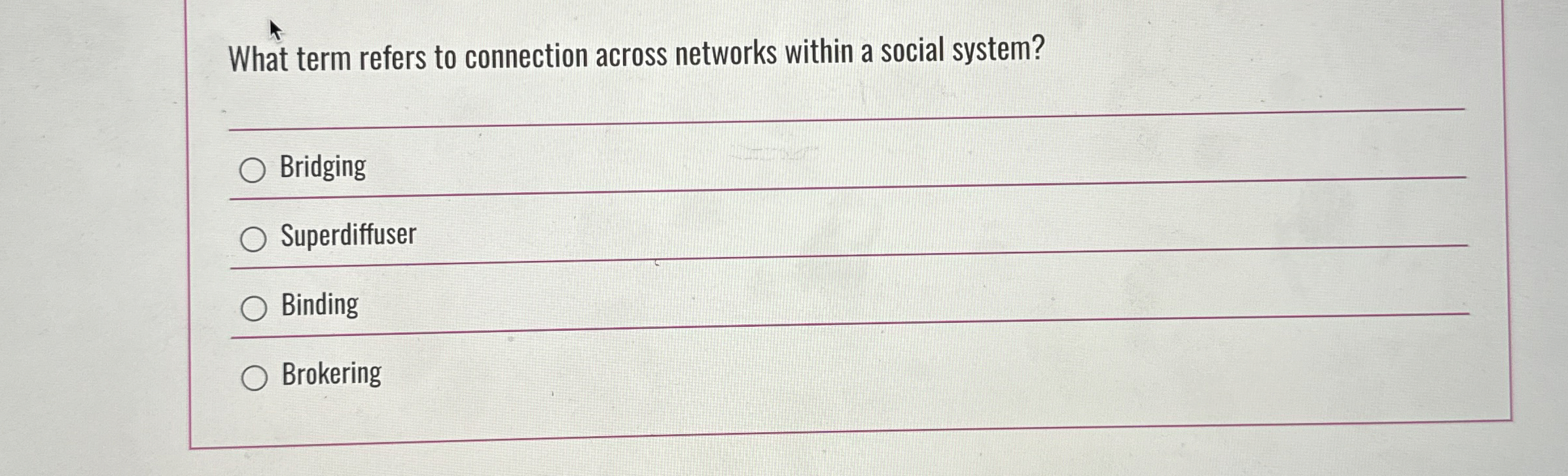 What term refers to connection across networks
