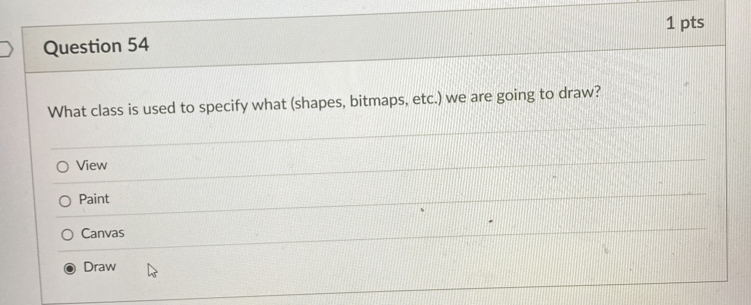 Question 5 4 1 pts What class is used to specify