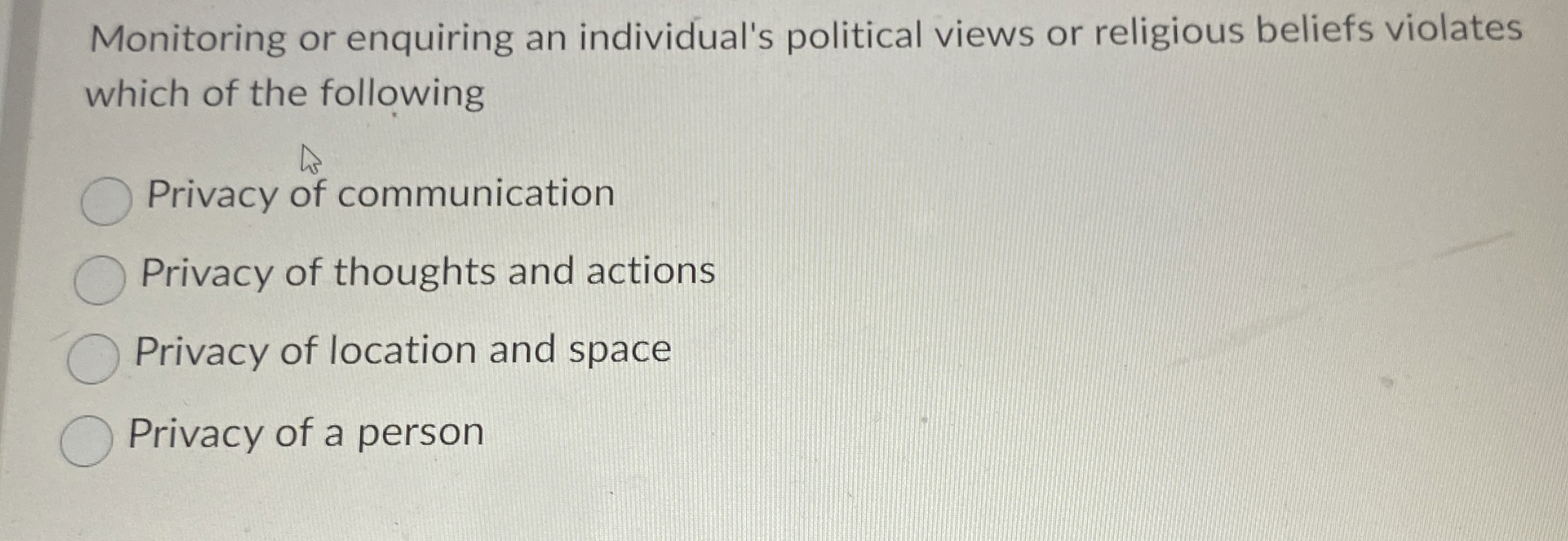 Monitoring or enquiring an individual's political