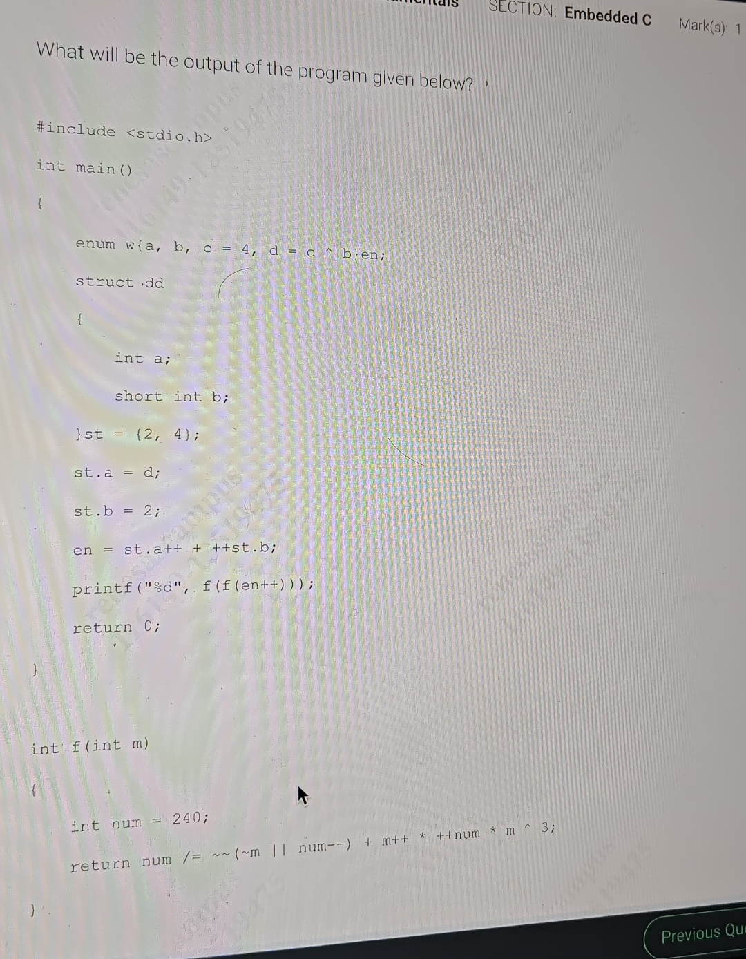 What will be the output of the program given