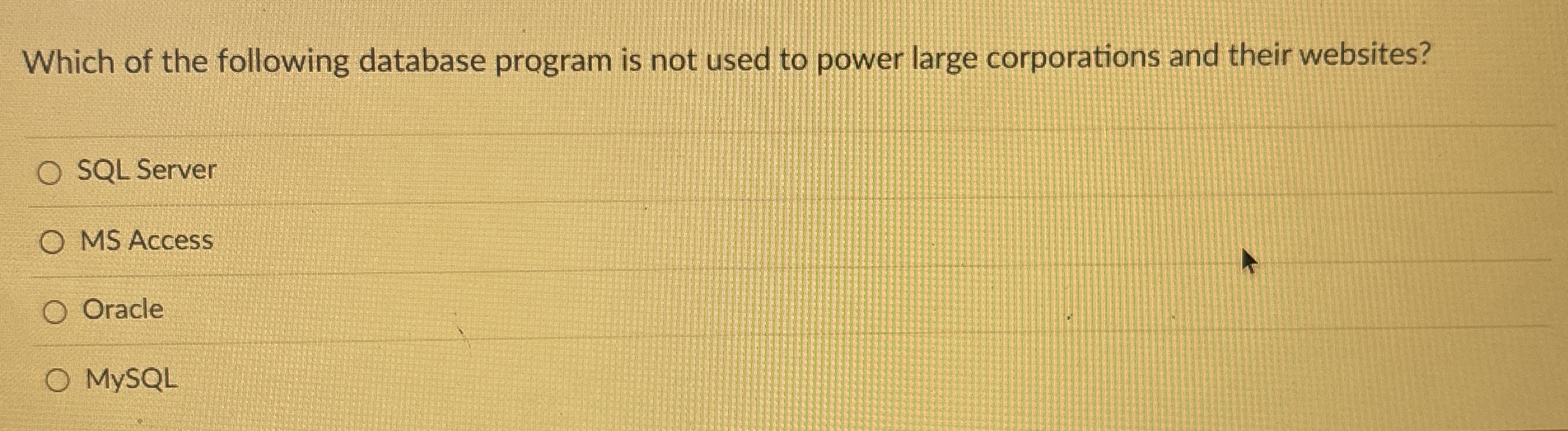 Which of the following database program is not