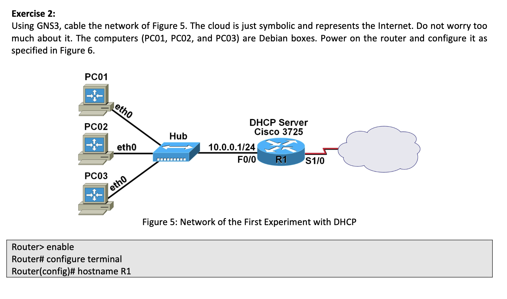 Exercise 2 : Using GNS 3 , cable the network of
