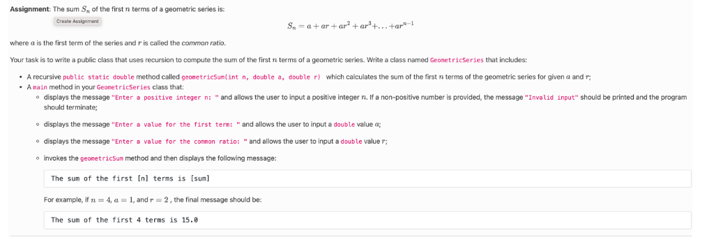 Assignment: The sum \ ( S _ { n } \ ) of the