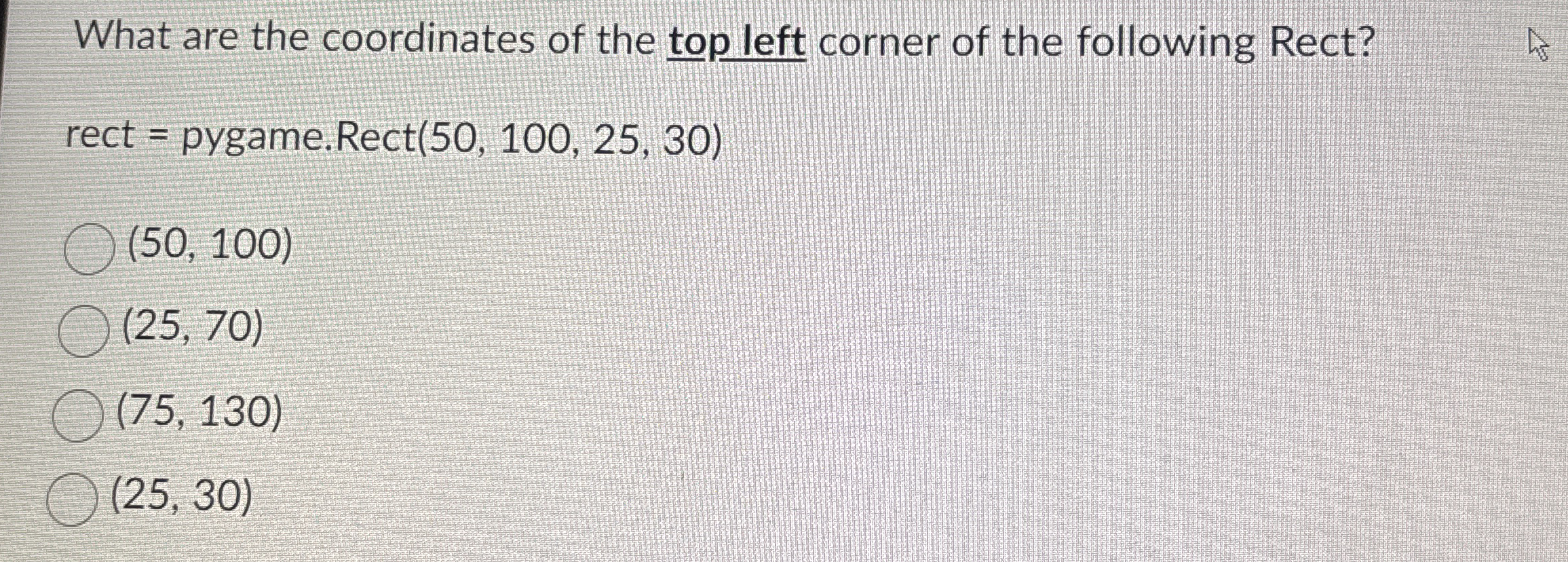 What are the coordinates of the top left corner