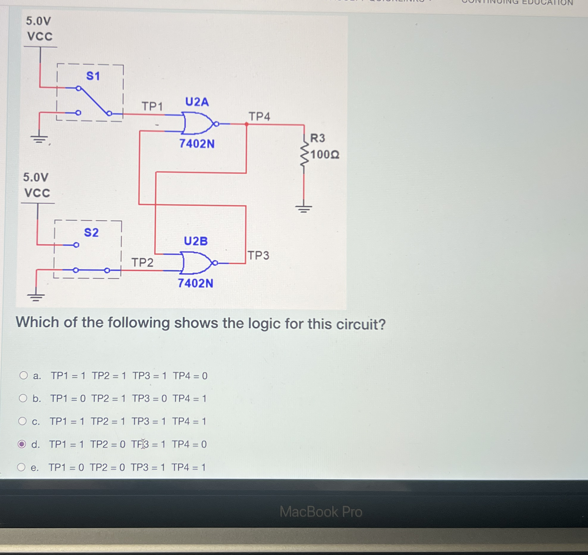 Which of the following shows the logic for this