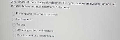 What phase of the software development life cycle