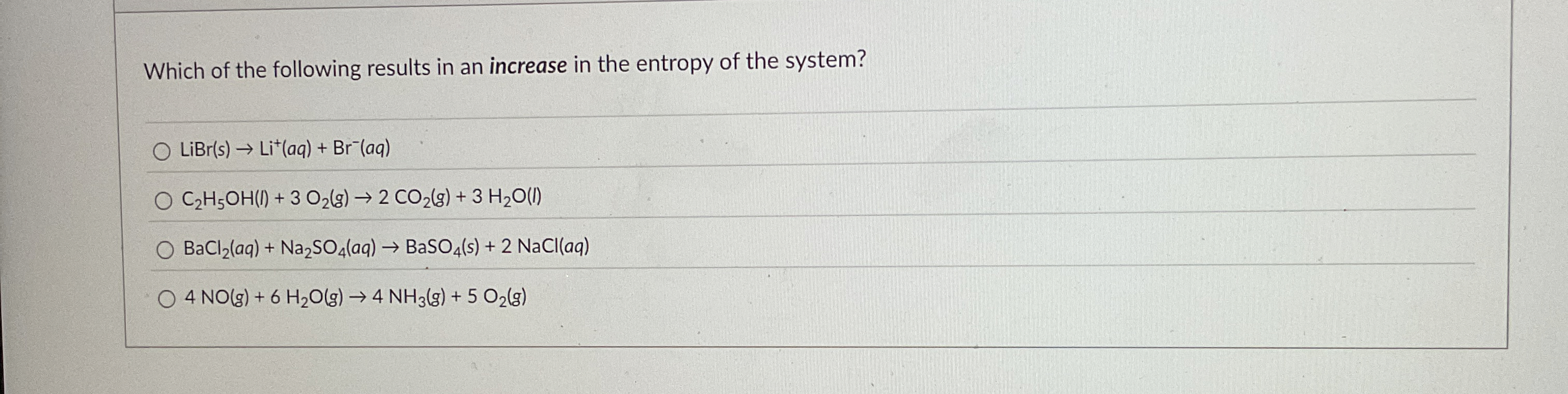 Which of the following results in an increase in