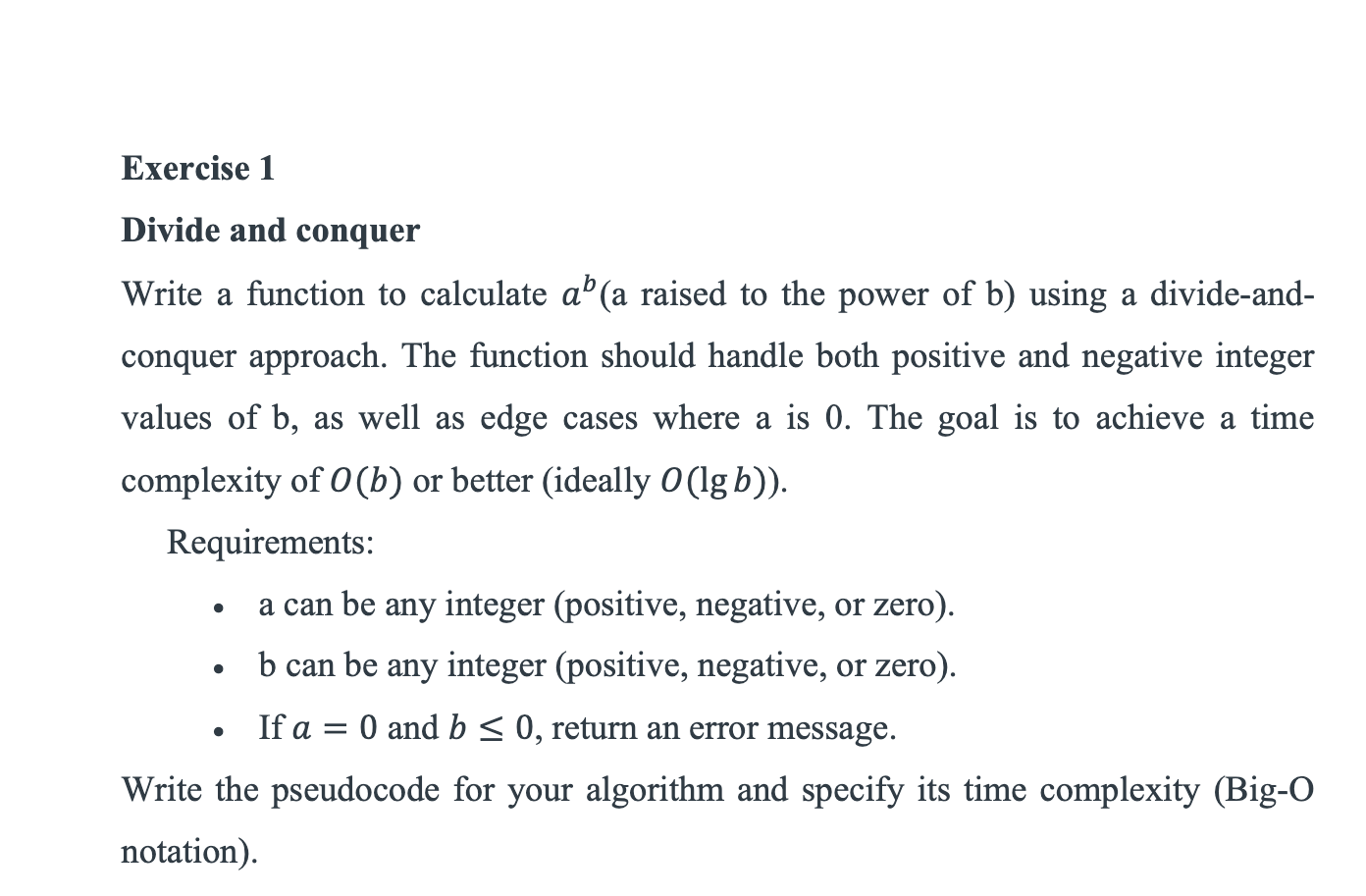 Answer all three provided exercises below