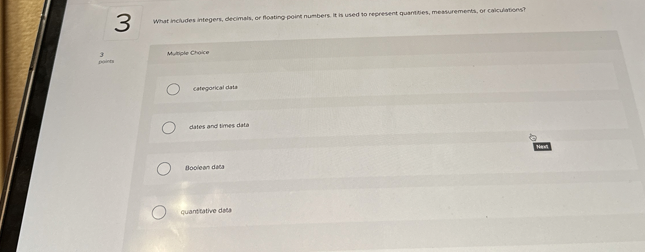 3 What includes integers, decimals, or floating -