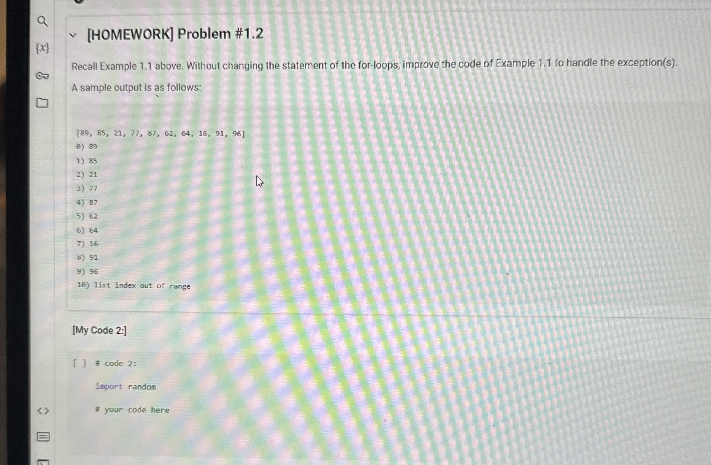[ HOMEWORK ] Problem # 1 . 2 Recall Example 1 . 1