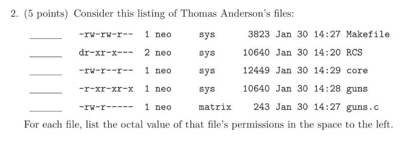 2 . ( 5 points ) Consider this listing of Thomas