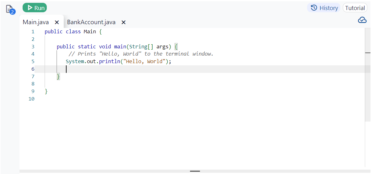 In java create a new class called BankAccount