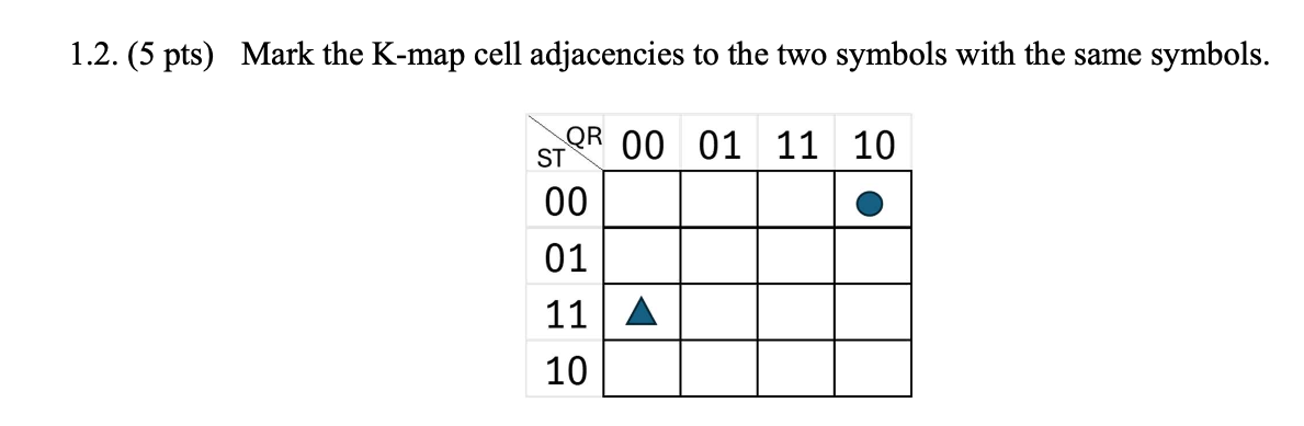 1 . 2 . ( 5 pts ) Mark the K - map cell