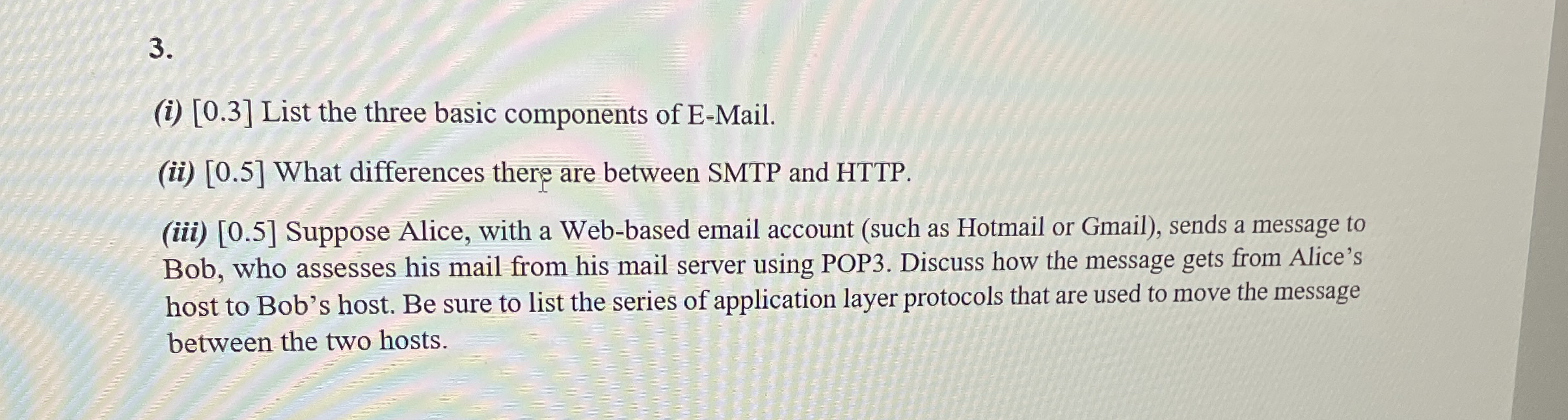 ( i ) 0 . 3 List the three basic components of E