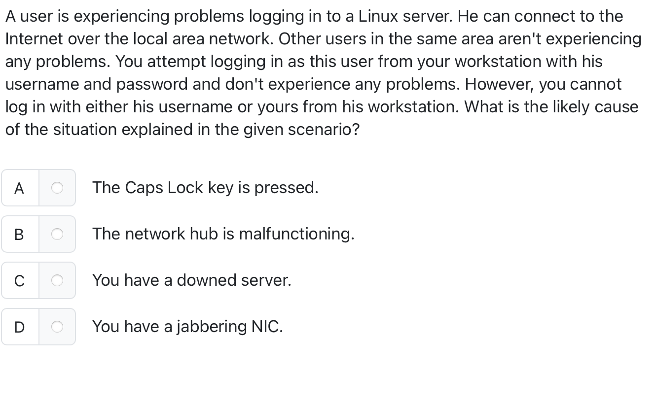 A user is experiencing problems logging in to a