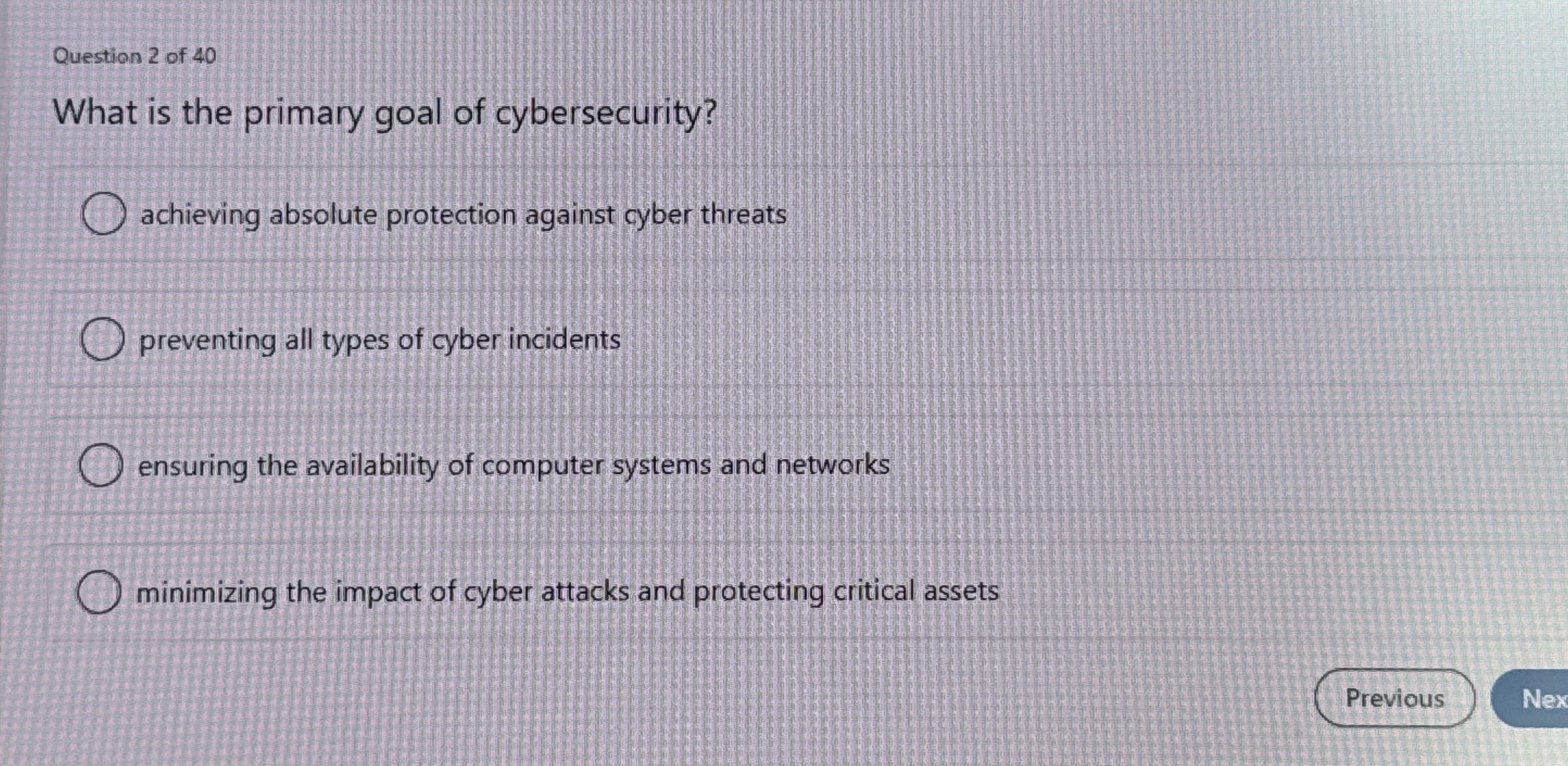 Question 2 of 4 0 What is the primary goal of