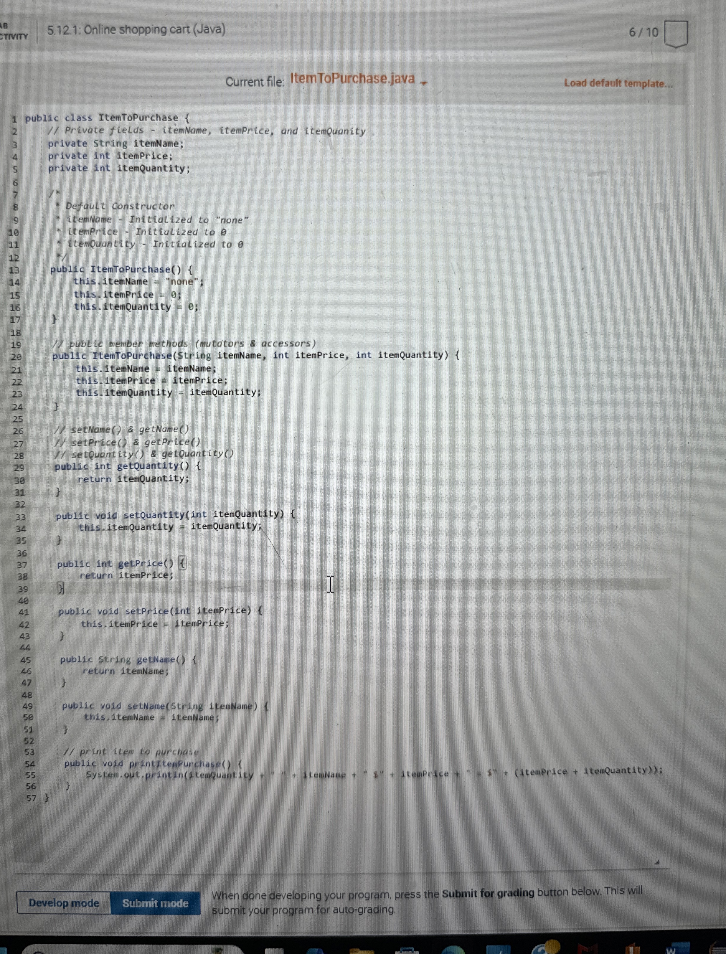5 . 1 2 . 1 : Online shopping cart ( Java )