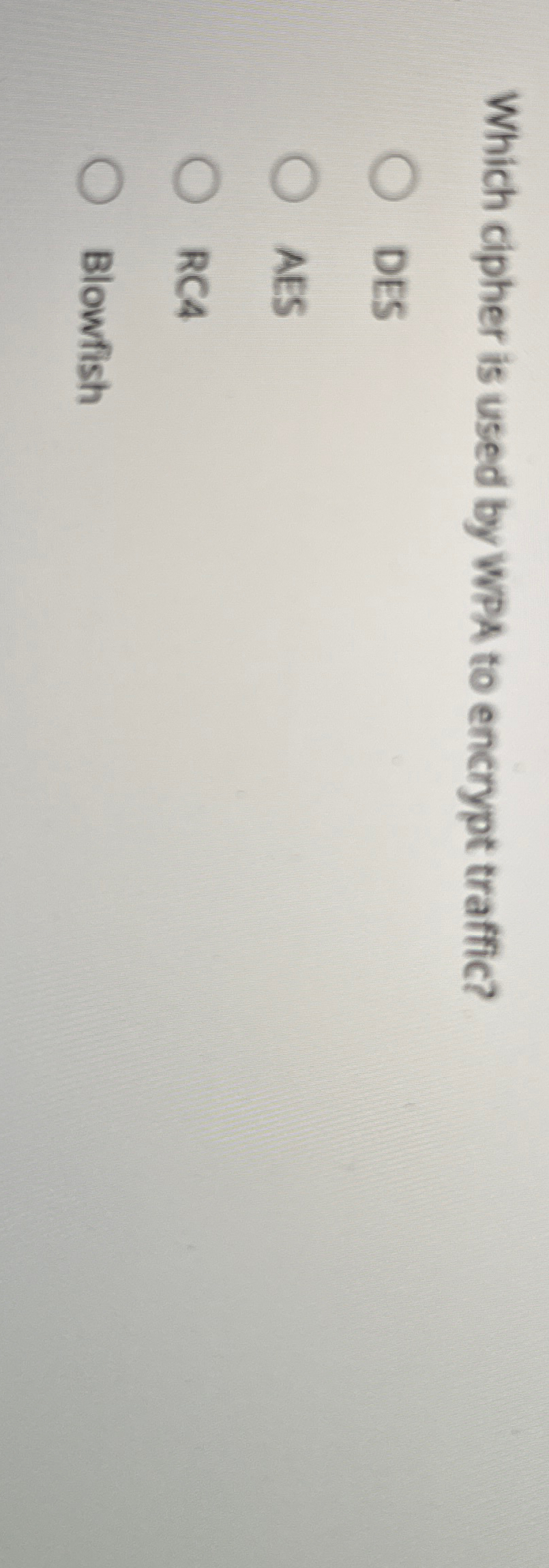 Which cipher is used by WPA to encrypt traffic?