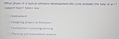 What phase of a typical software development life