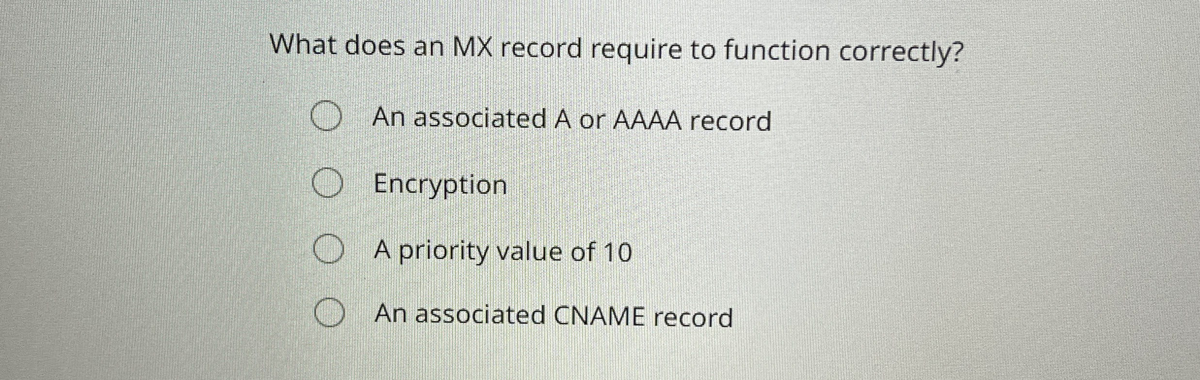 What does an MX record require to function