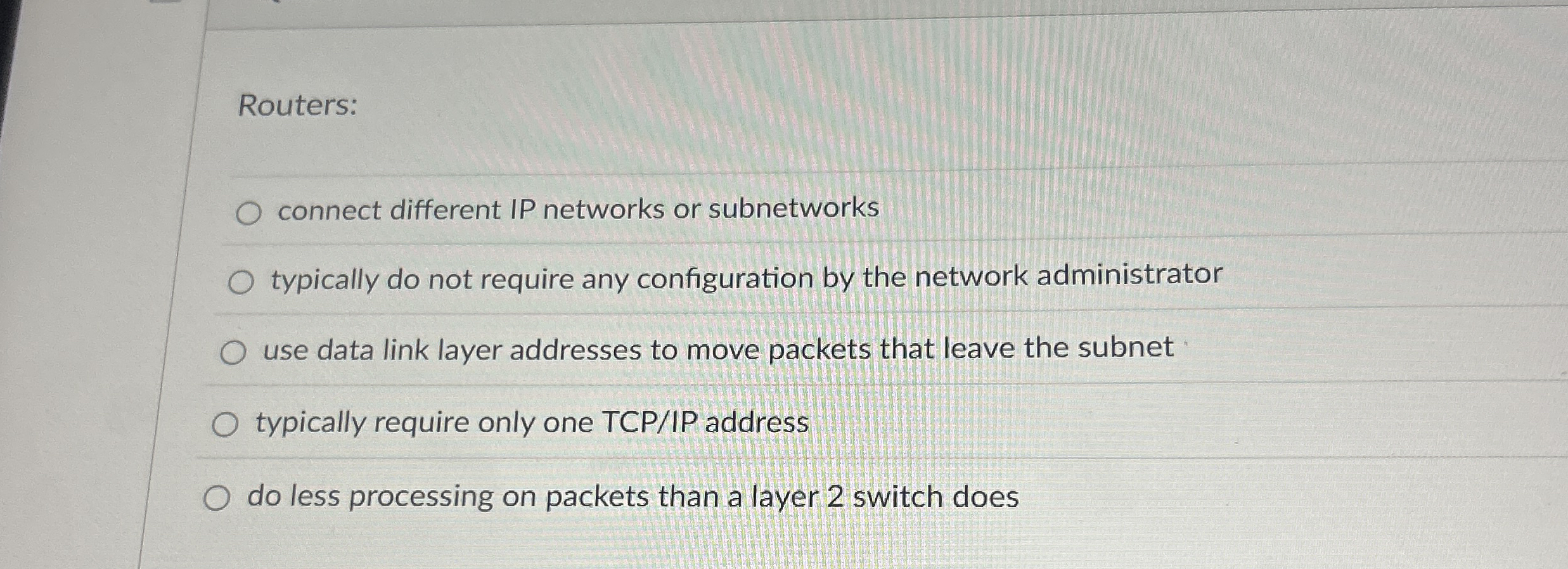 Routers: connect different IP networks or