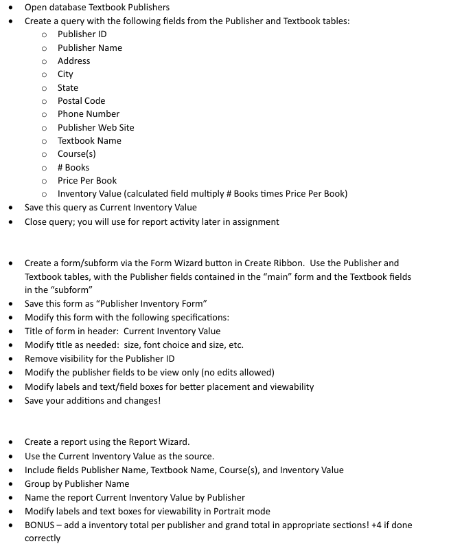 - Open database Textbook Publishers - Create a