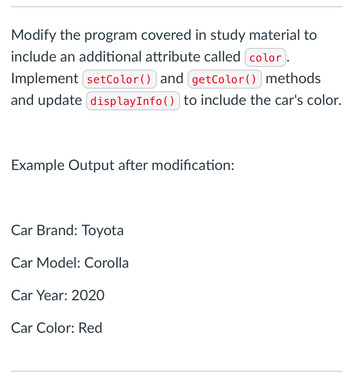 Modify the program covered in study material to