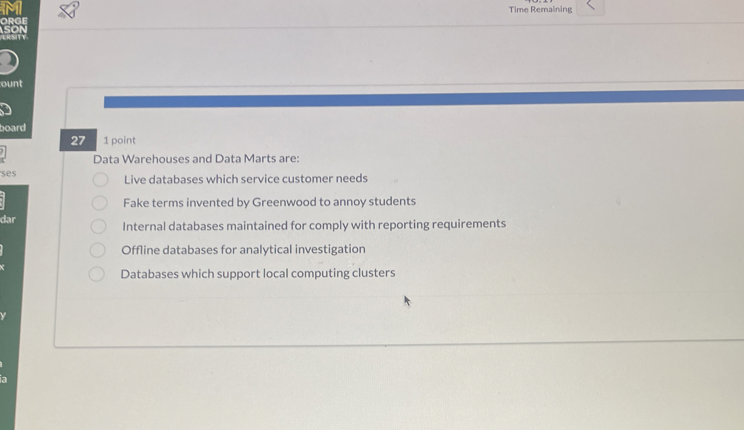 2 7 1 point Data Warehouses and Data Marts are: