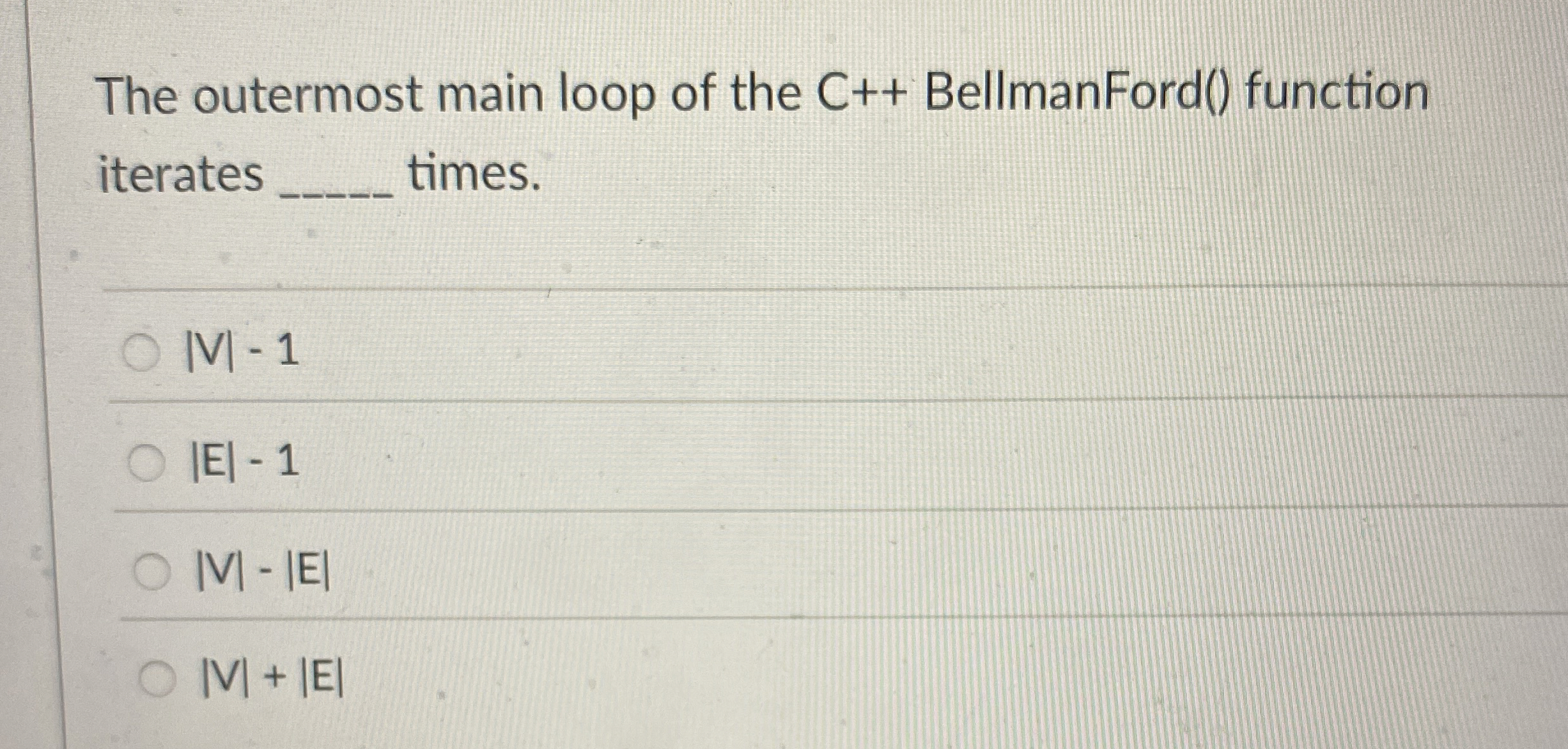 The outermost main loop of the C + + BellmanFord