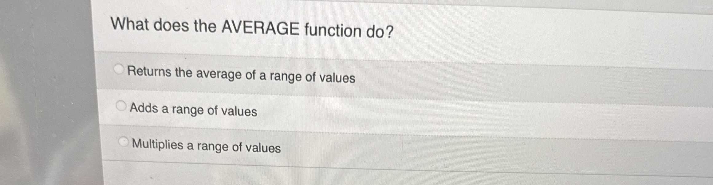 What does the AVERAGE function do ? Returns the