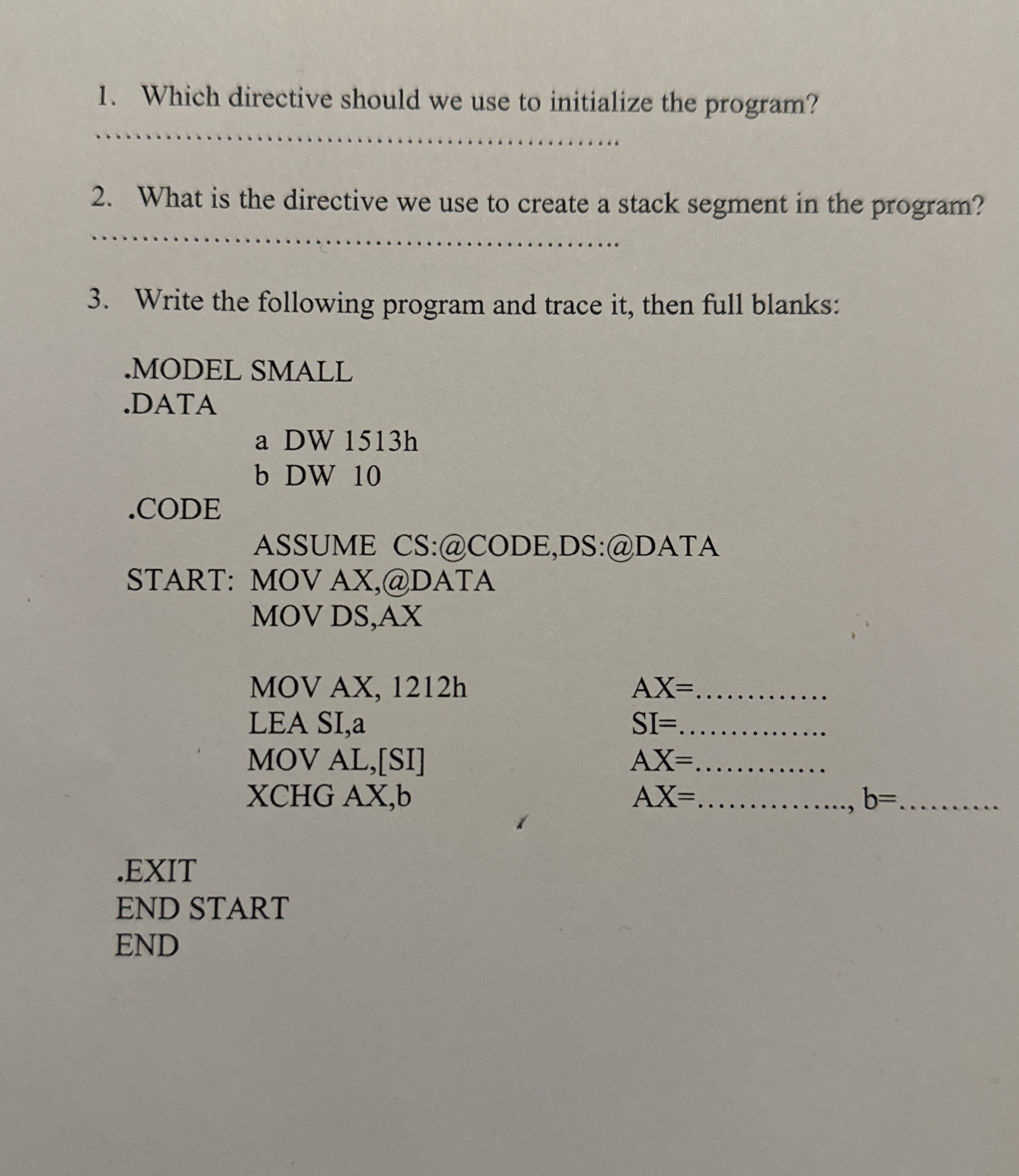 Which directive should we use to initialize the