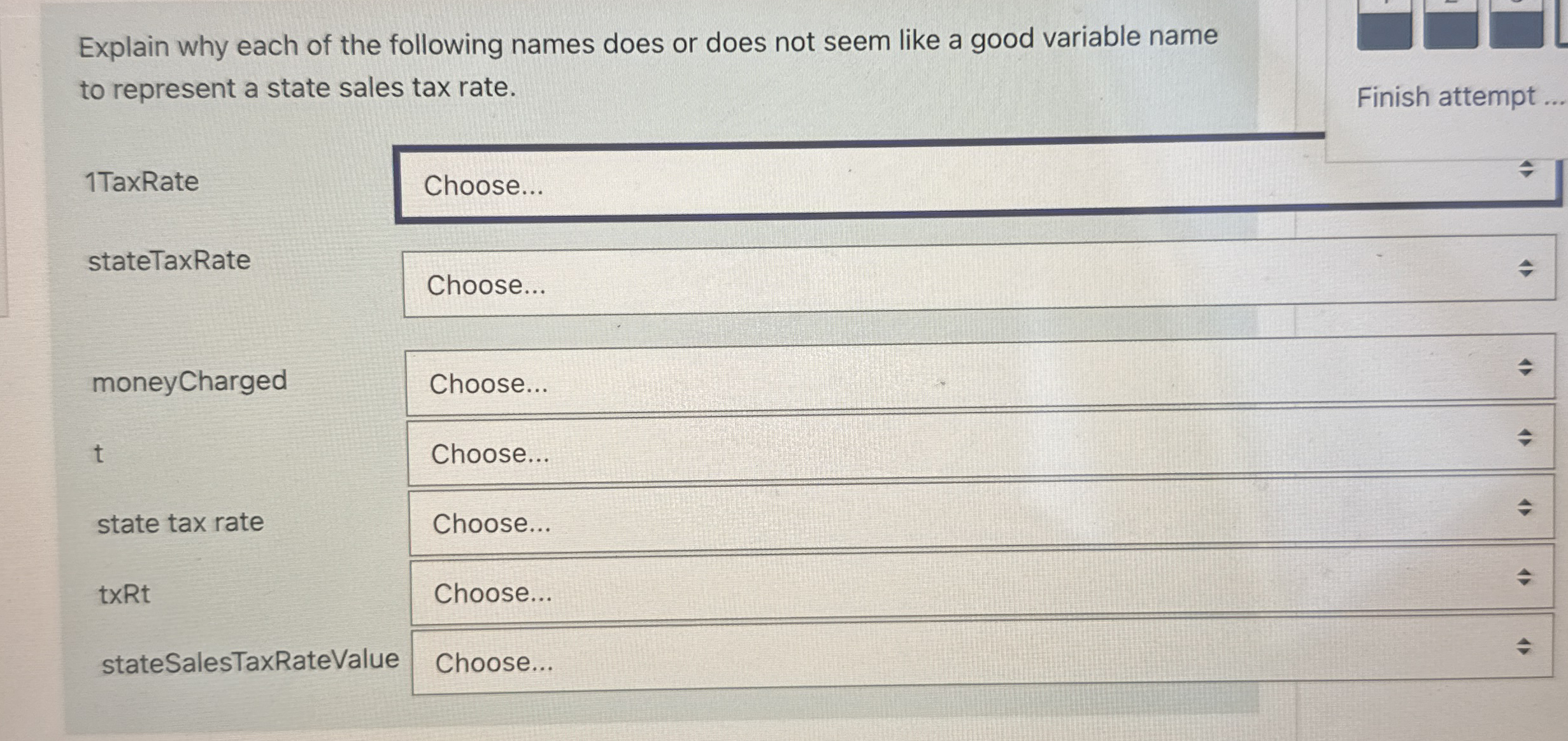Explain why each of the following names does or