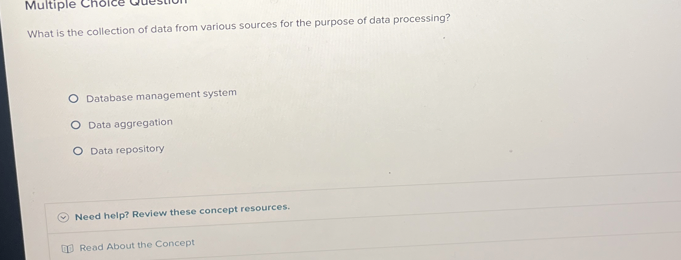 What is the collection of data from various