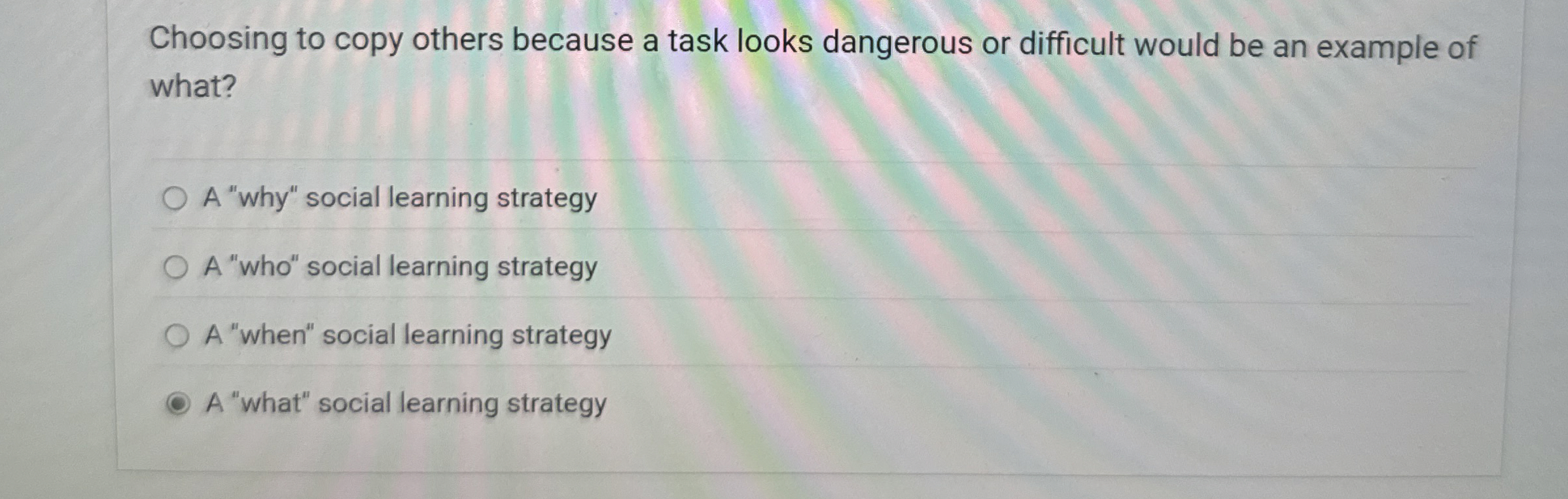 Choosing to copy others because a task looks