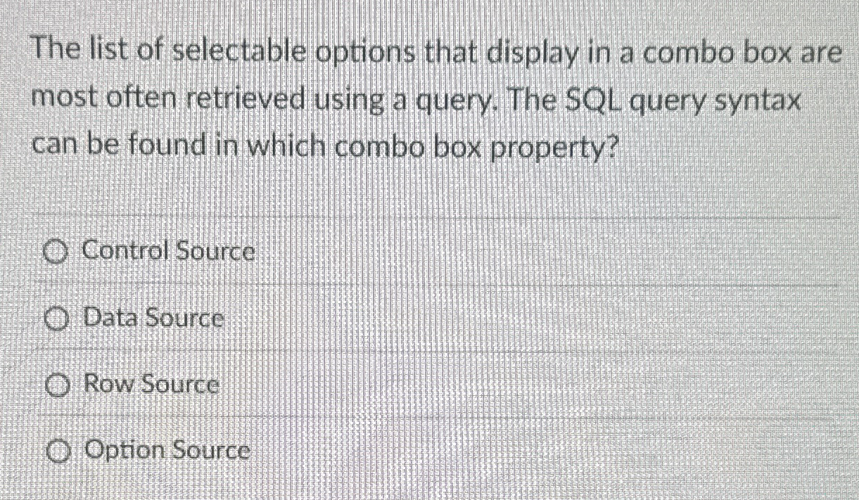 The list of selectable options that display in a