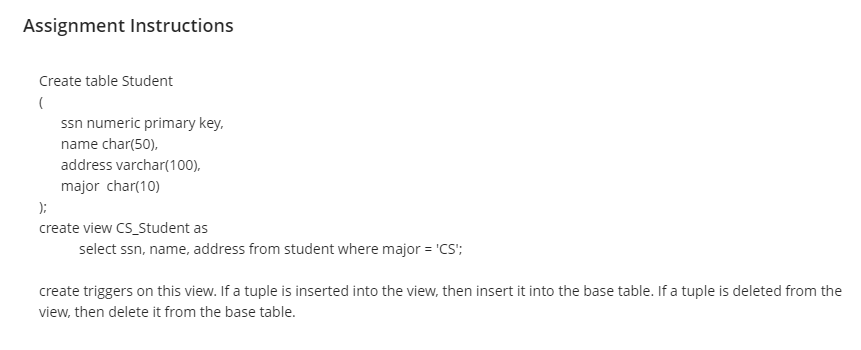 Assignment Instructions ` ` ` Create table