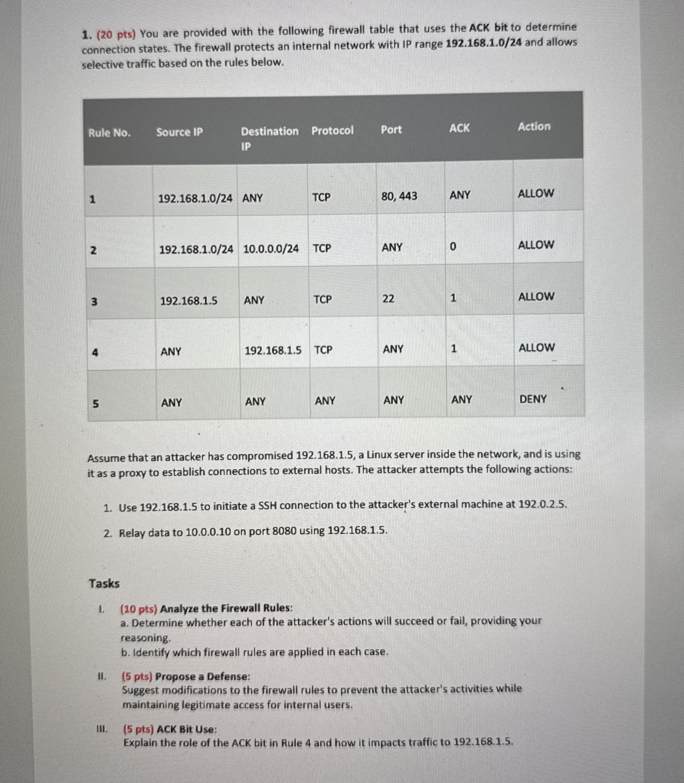 ( 2 0 pts ) You are provided with the following