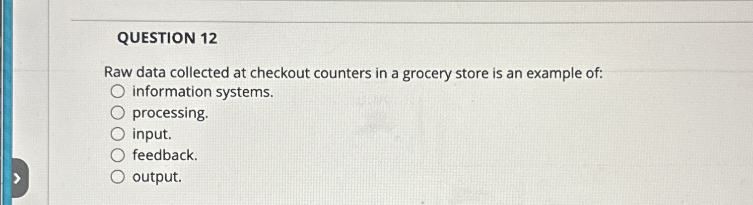 QUESTION 1 2 Raw data collected at checkout