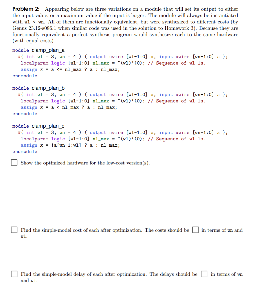 Problem 2 : Appearing below are three variations