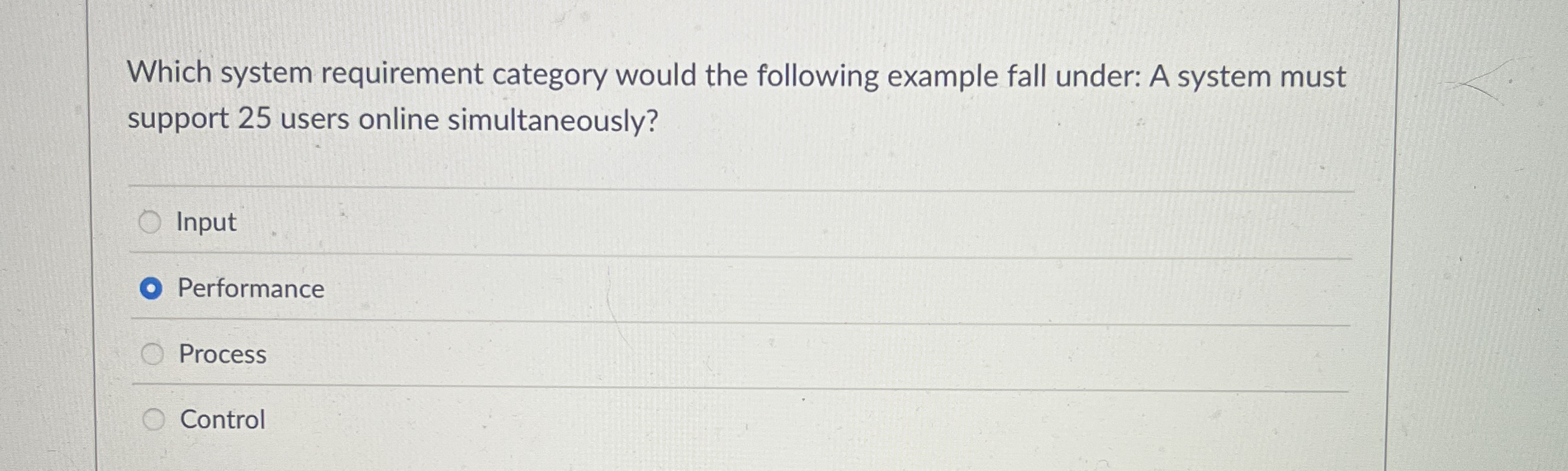 Which system requirement category would the