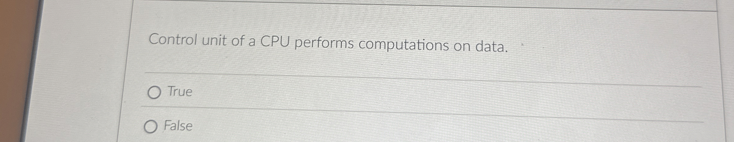 Control unit of a CPU performs computations on