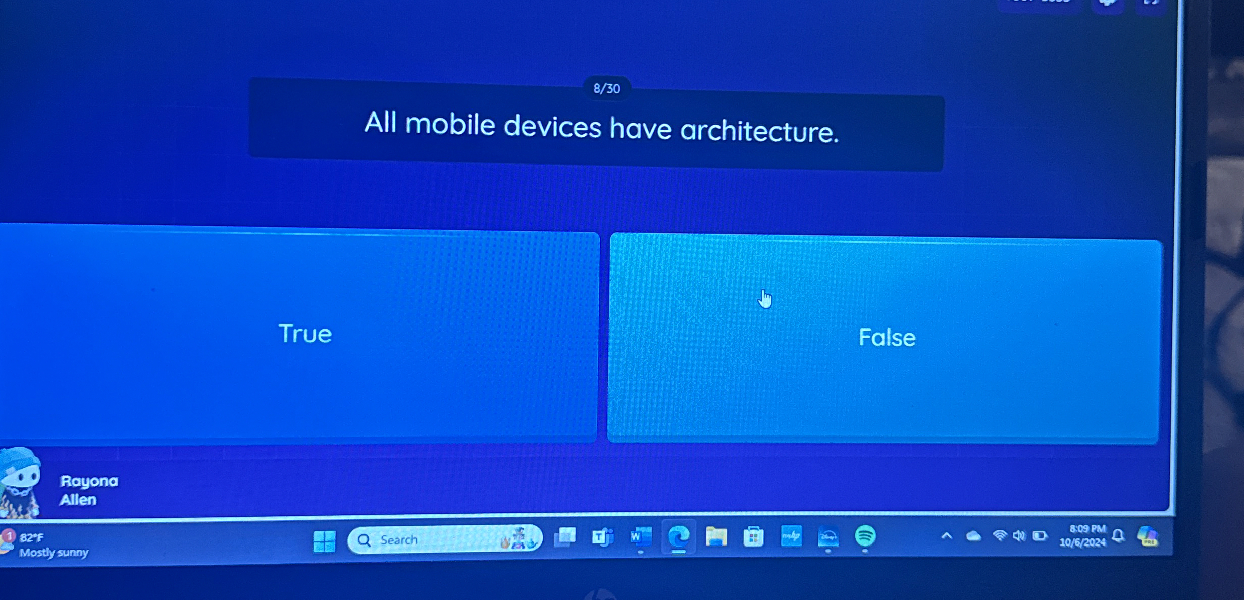 All mobile devices have architecture. True False